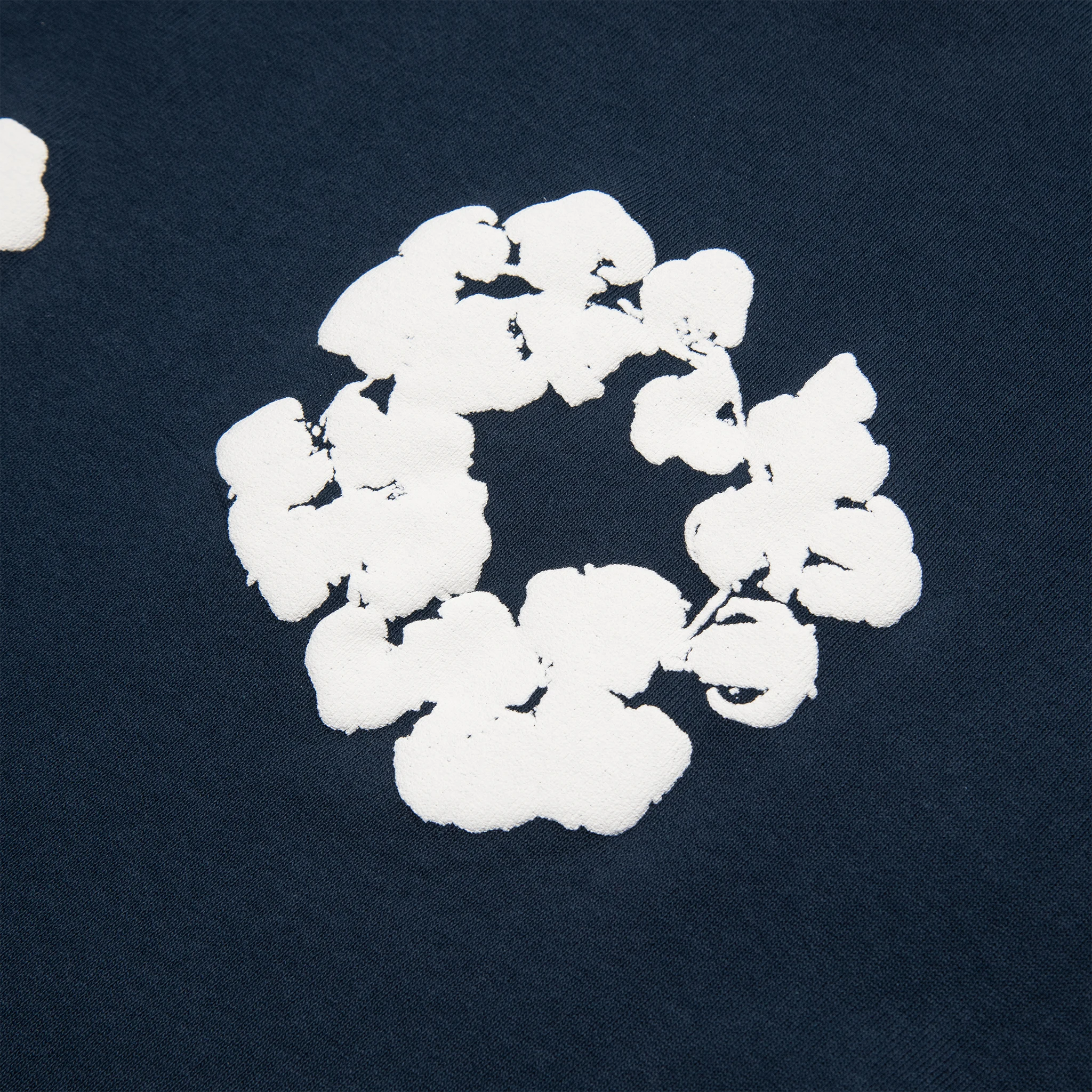 Detail view of Denim Tears The Cotton Wreath Long-Sleeve Navy T Shirt